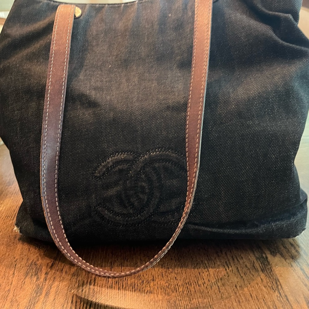 AUTHENTIC COCO CHANEL MARK DENIM TOTE BAG